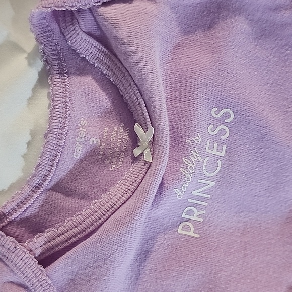 Carter's 3-month lilac purple Daddy's princess diaper shirt - Picture 2 of 3